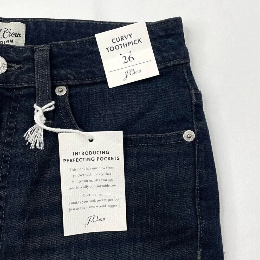 J. Crew Curvy Toothpick Skinny Jean Dark Wash NEW